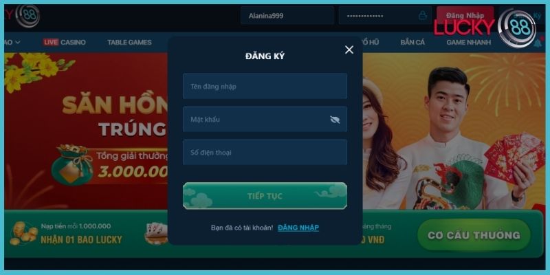 Hướng dẫn cách bước đăng ký Lucky88